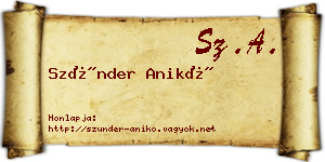 Szünder Anikó névjegykártya